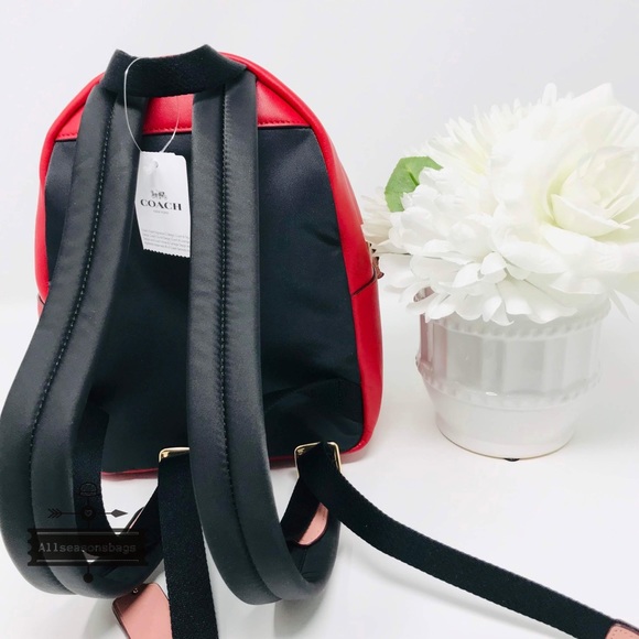 Coach Mini Charlie Backpack Brown Pink Bag Black - Picture 4 of 8